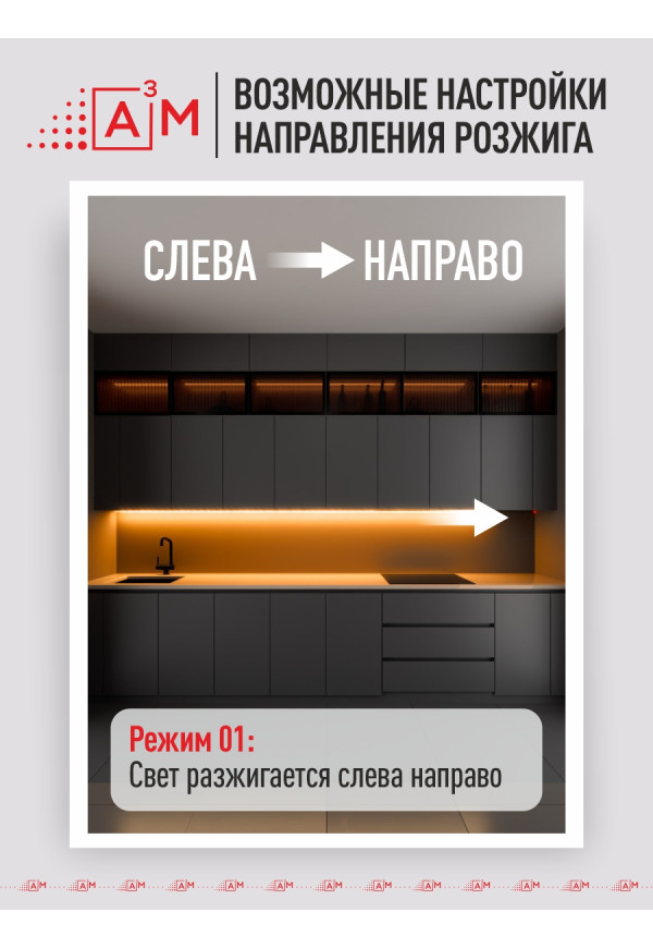 A³M «Жүгіртпе от» ас үйдің жұмыс аймағына арналған ақылды сенсорлық жарығы (5м, жылы жарық 3000K)