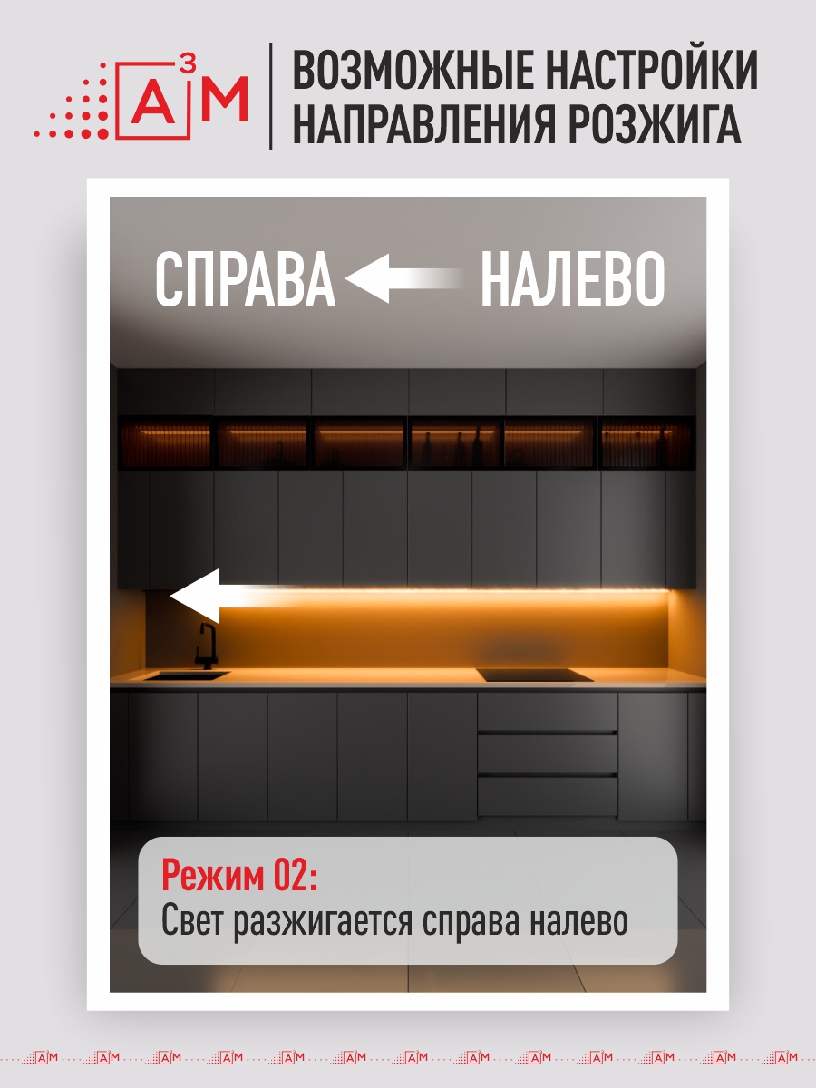 A³M «Жүгіртпе от» ас үйдің жұмыс аймағына арналған ақылды сенсорлық жарығы (5м, жылы жарық 3000K)