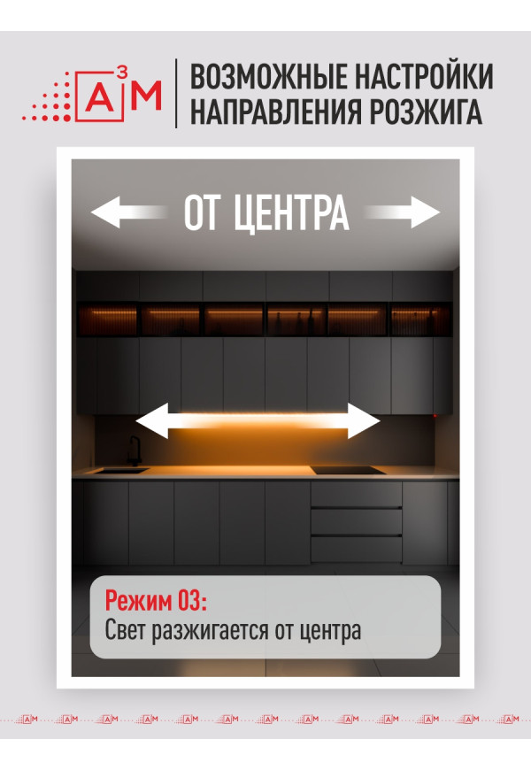 A³M «Жүгіртпе от» ас үйдің жұмыс аймағына арналған ақылды сенсорлық жарығы (5м, жылы жарық 3000K)
